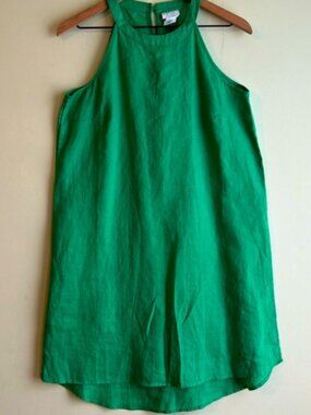 Sigrid Olsen 100% Linen Green Sleeveless Dress Medium